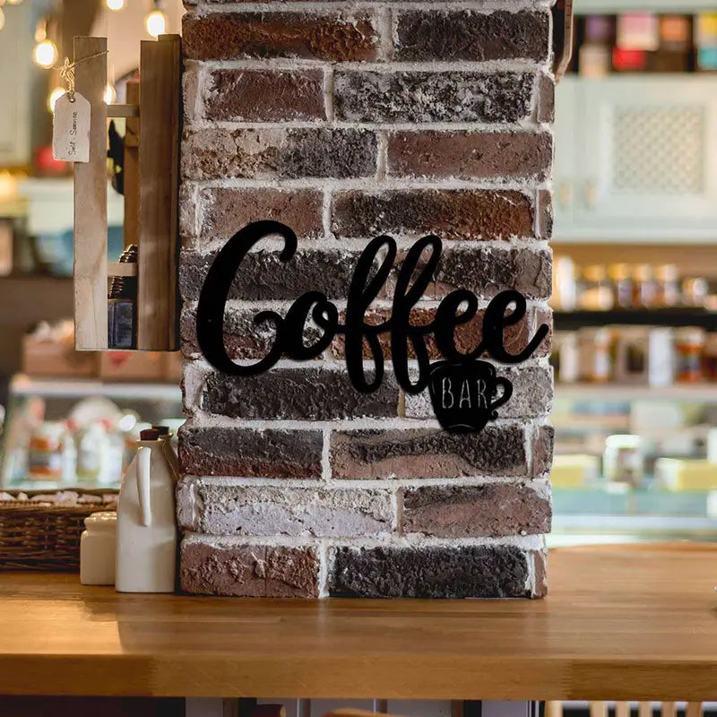 Hanging Coffee Wall Sign - Metal Coffee Cup Decor