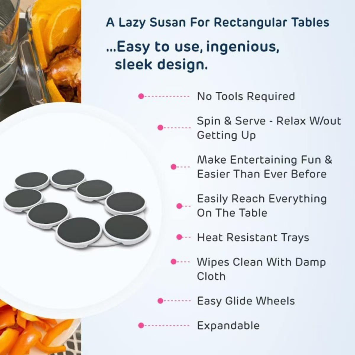 EasyTurn 360° Rotating Dining Rack – Lazy Susan Turntable for Family Dinners