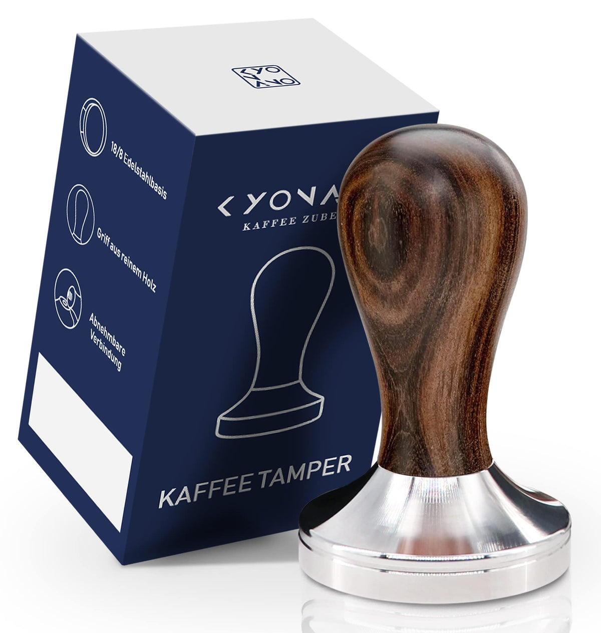 KYONANO 58mm Espresso Tamper & Coffee Distributor Set – Stainless Steel with Chacate Preto Wood Handle