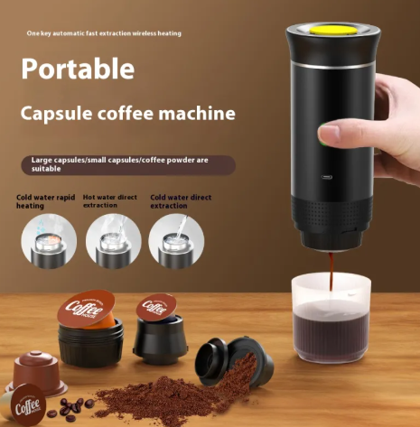 Portable Capsule Coffee Machine – Espresso on the Go, Compatible with Nespresso Pods