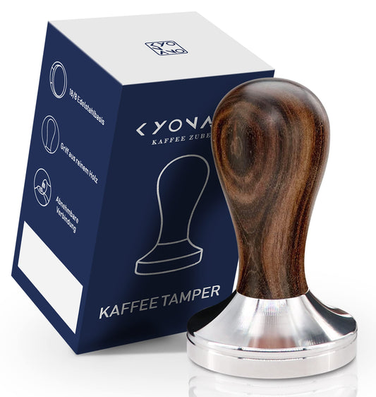 KYONANO 58mm Espresso Tamper & Coffee Distributor Set – Stainless Steel with Chacate Preto Wood Handle