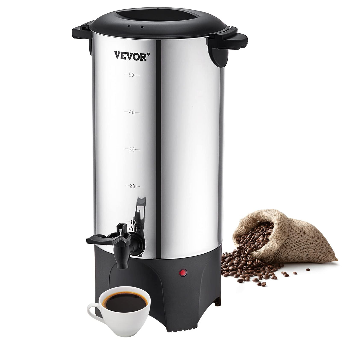 VEVOR 50-Cup Commercial Coffee Urn – Stainless Steel Large Coffee Dispenser with Detachable Cord